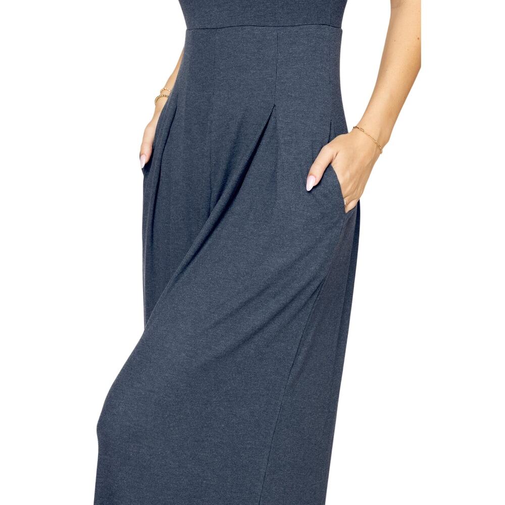 Popflex Go With The Flow Jumpsuit Wide Leg Stormy Weather Blue Pockets XS Tall - Picture 3 of 12